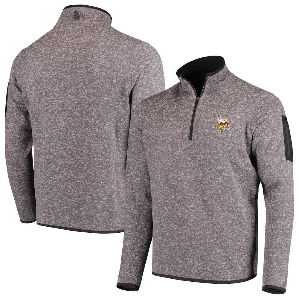 Minnesota Vikings Antigua Fortune Quarter-Zip Pullover Jacket - Charcoal - NFL