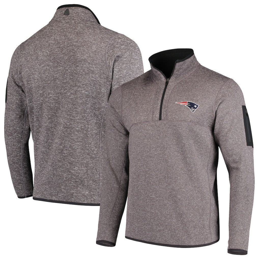 New England Patriots Antigua Fortune Quarter-Zip Pullover Jacket - Charcoal - NFL