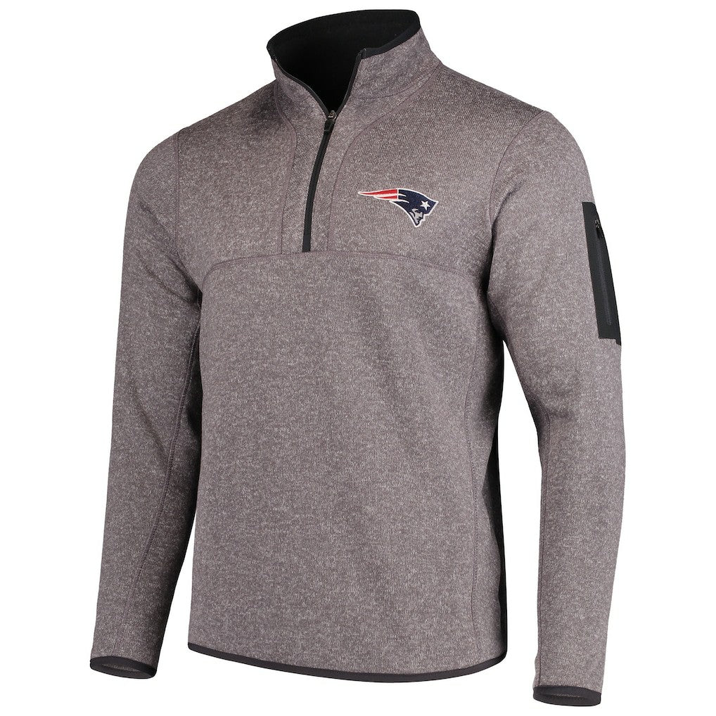 New England Patriots Antigua Fortune Quarter-Zip Pullover Jacket - Charcoal - NFL