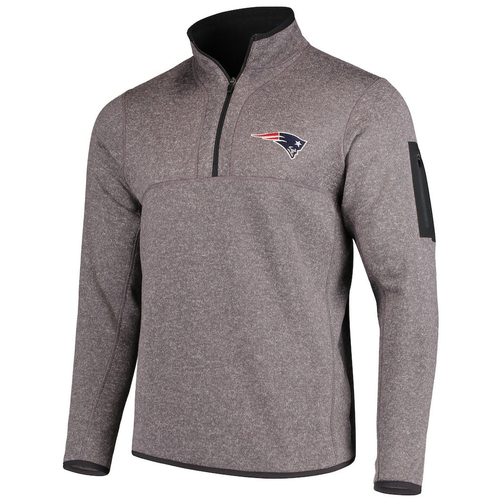 New England Patriots Antigua Fortune Quarter-Zip Pullover Jacket - Charcoal - NFL