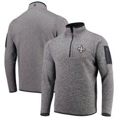 New Orleans Saints Antigua Fortune Quarter-Zip Pullover Jacket - Charcoal - NFL
