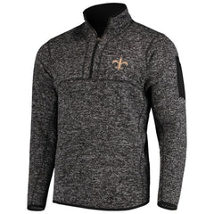 New Orleans Saints Antigua Fortune Quarter-Zip Pullover Jacket - Heather Black - NFL
