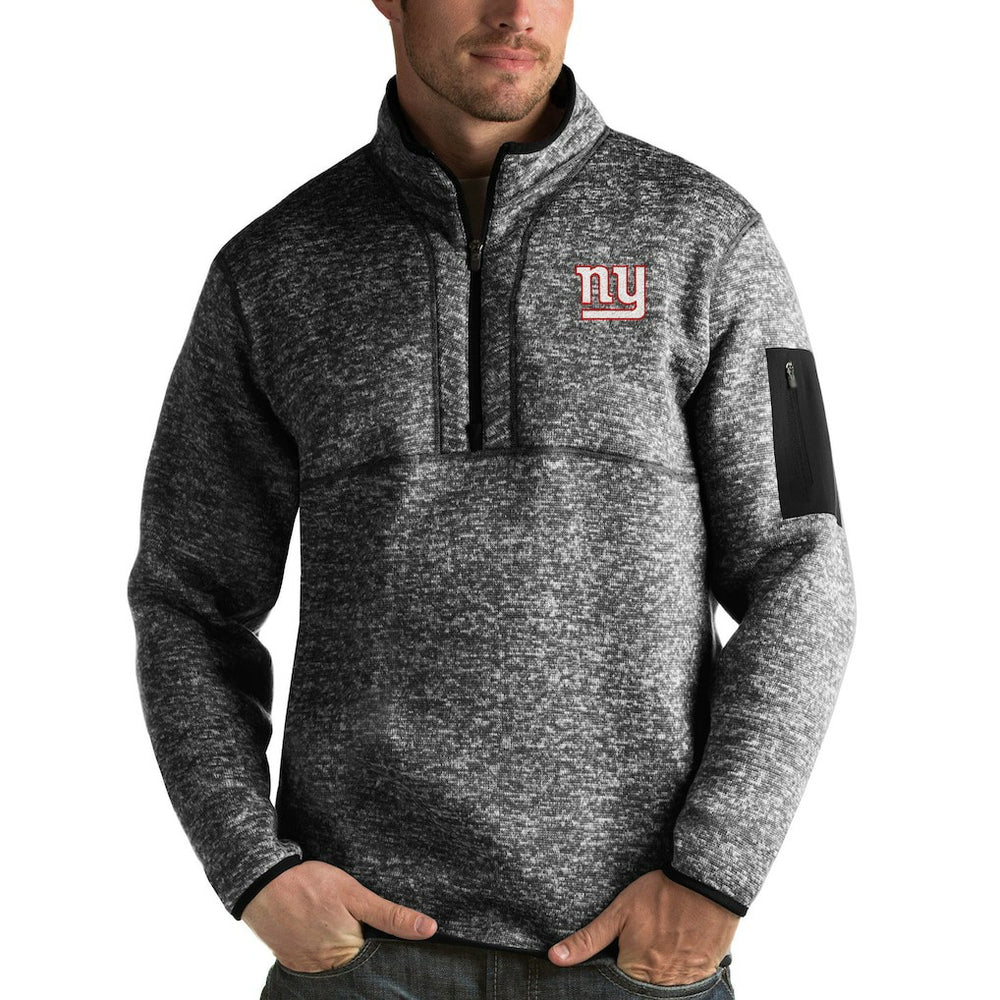 New York Giants Antigua Fortune Quarter-Zip Pullover Jacket - Heather Black - NFL