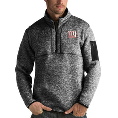 New York Giants Antigua Fortune Quarter-Zip Pullover Jacket - Heather Black - NFL