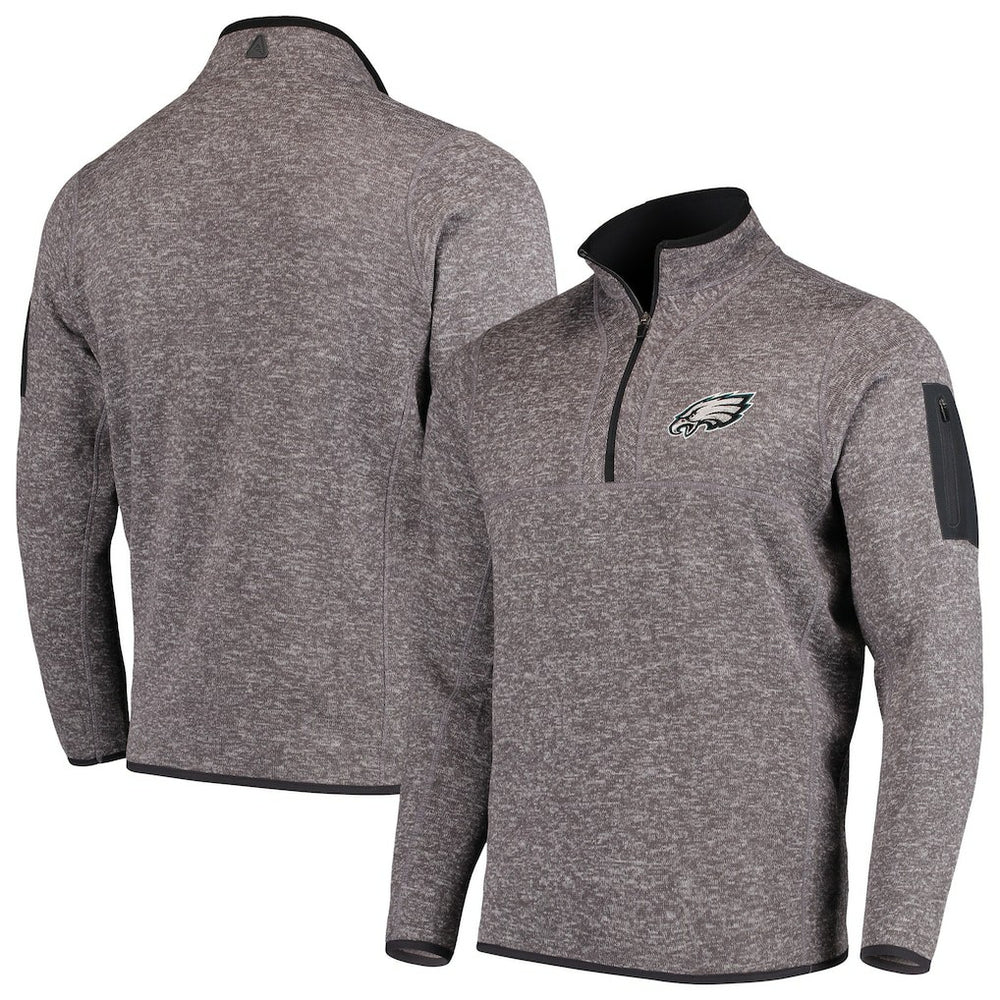 Philadelphia Eagles Antigua Fortune Quarter-Zip Pullover Jacket - Charcoal - NFL