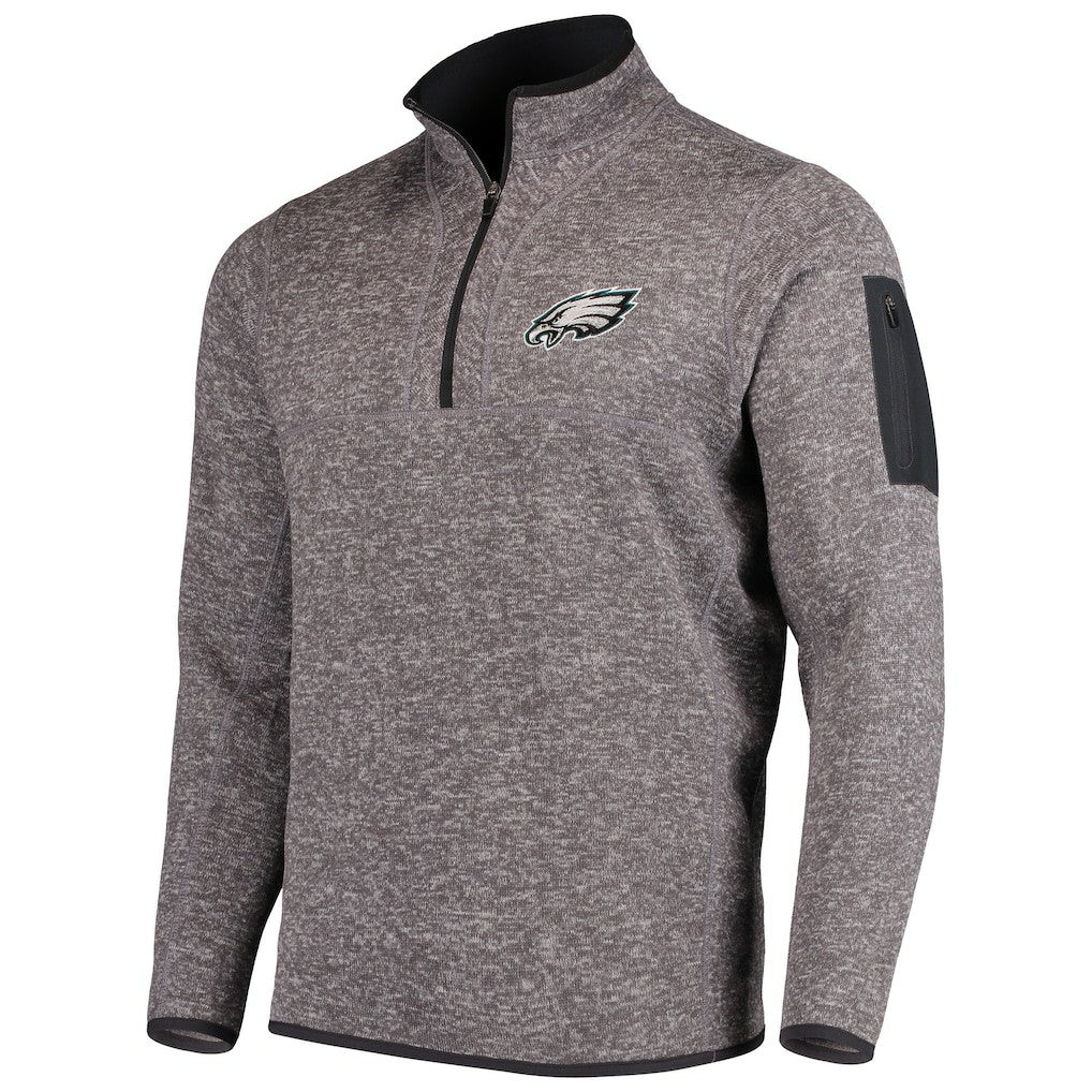 Philadelphia Eagles Antigua Fortune Quarter-Zip Pullover Jacket - Charcoal - NFL