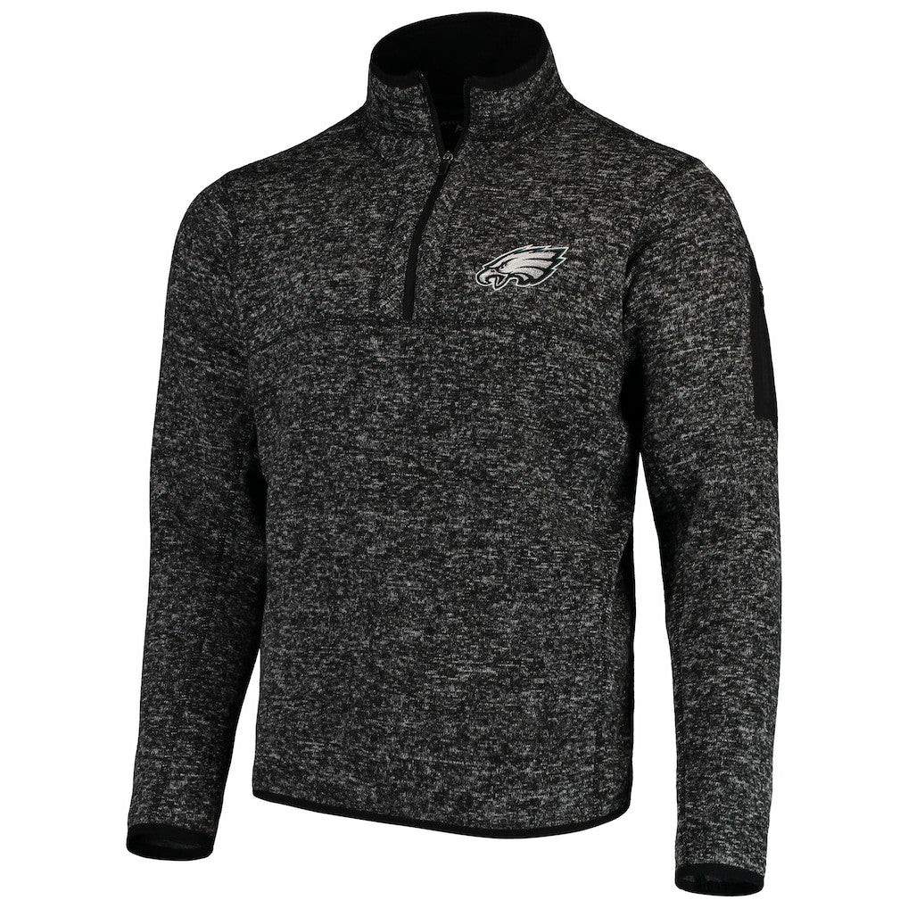 Philadelphia Eagles Antigua Fortune Quarter-Zip Pullover Jacket - Heather Black - NFL