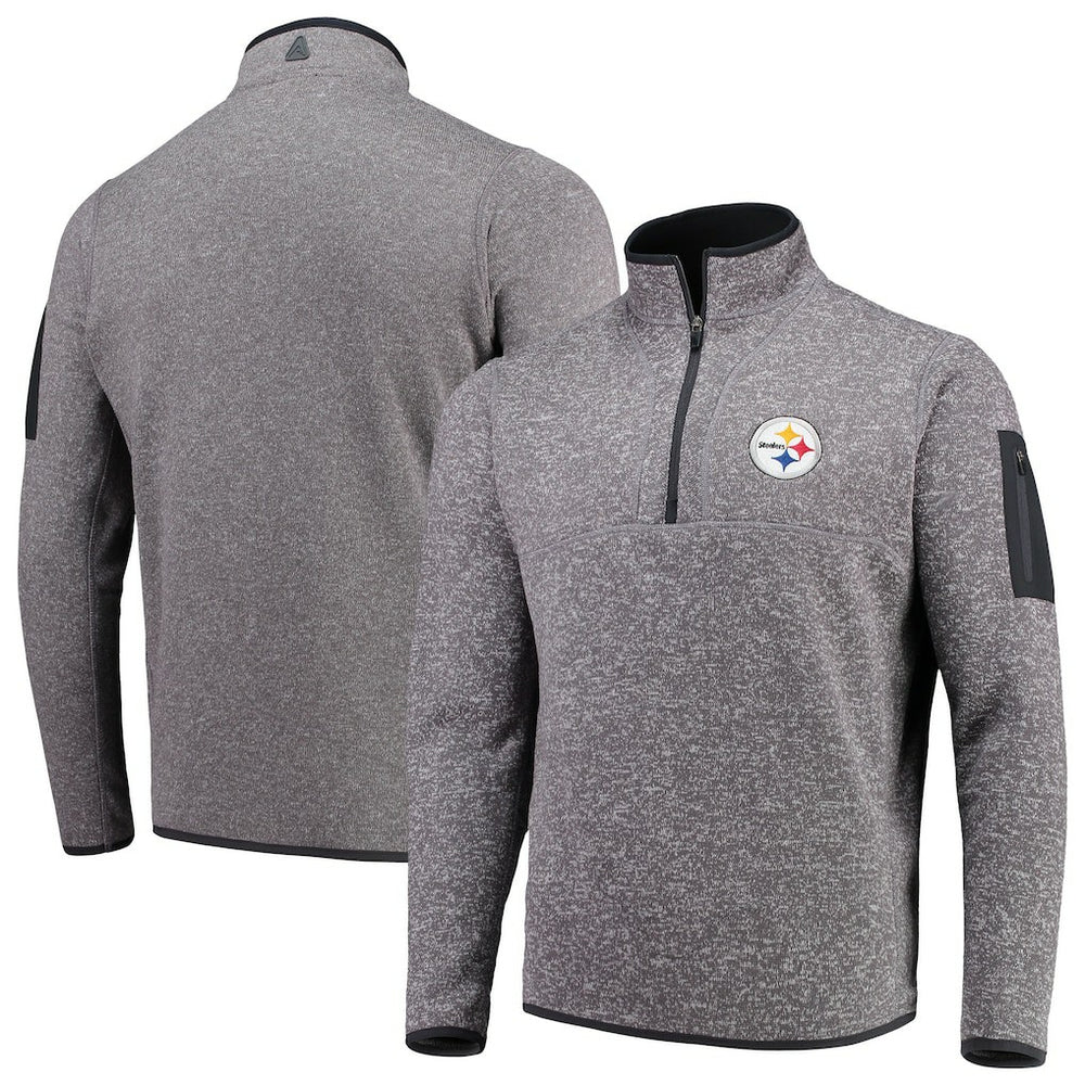Pittsburgh Steelers Antigua Fortune Quarter-Zip Pullover Jacket - Charcoal - NFL