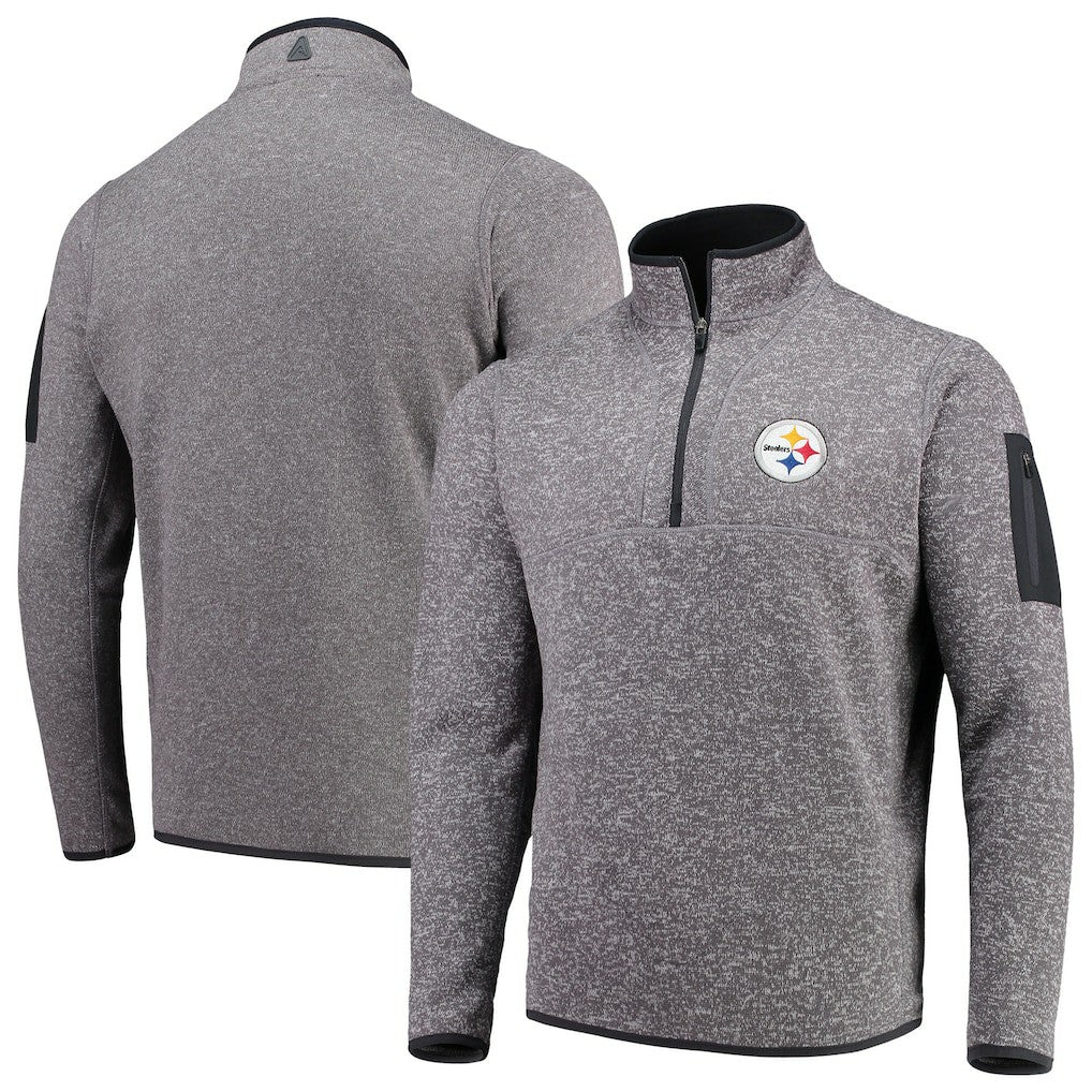 Pittsburgh Steelers Antigua Fortune Quarter-Zip Pullover Jacket - Charcoal - NFL
