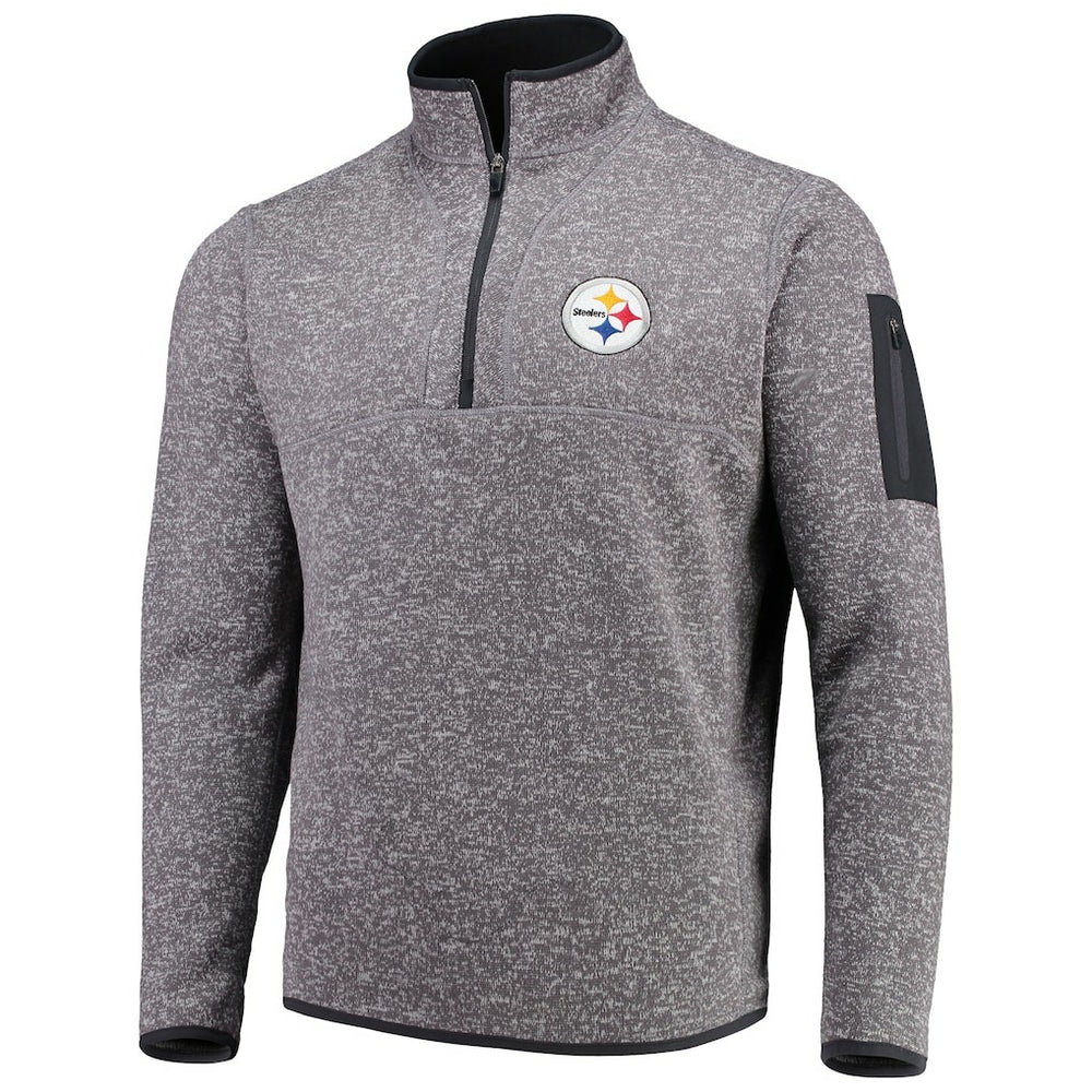 Pittsburgh Steelers Antigua Fortune Quarter-Zip Pullover Jacket - Charcoal - NFL