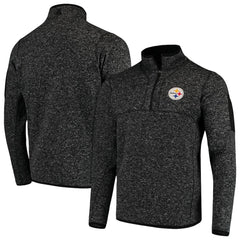 Pittsburgh Steelers Antigua Fortune Quarter-Zip Pullover Jacket - Heather Black - NFL