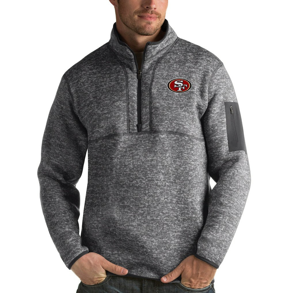 San Francisco 49ers Antigua Fortune Quarter-Zip Pullover Jacket - Charcoal - NFL