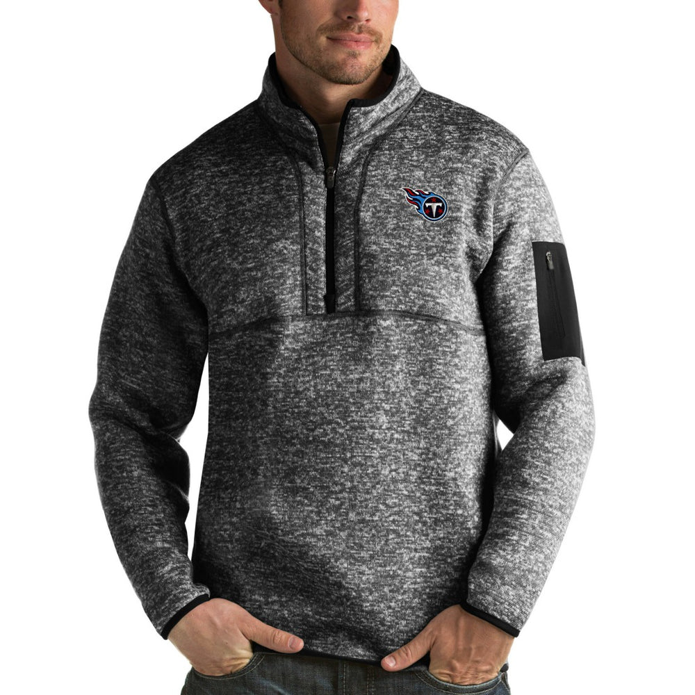 Tennessee Titans Antigua Fortune Quarter-Zip Pullover Jacket - Heather Black - NFL
