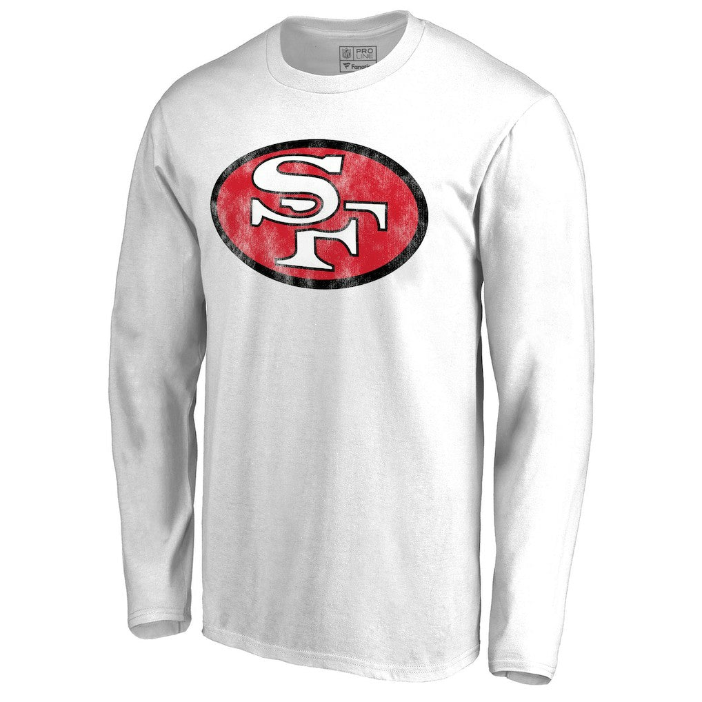 San Francisco 49ers Throwback Logo Long Sleeve T-shirt - White - NFL