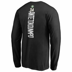 Giannis Antetokounmpo Milwaukee Bucks Team Backer Name & Number Long Sleeve T-Shirt Black
