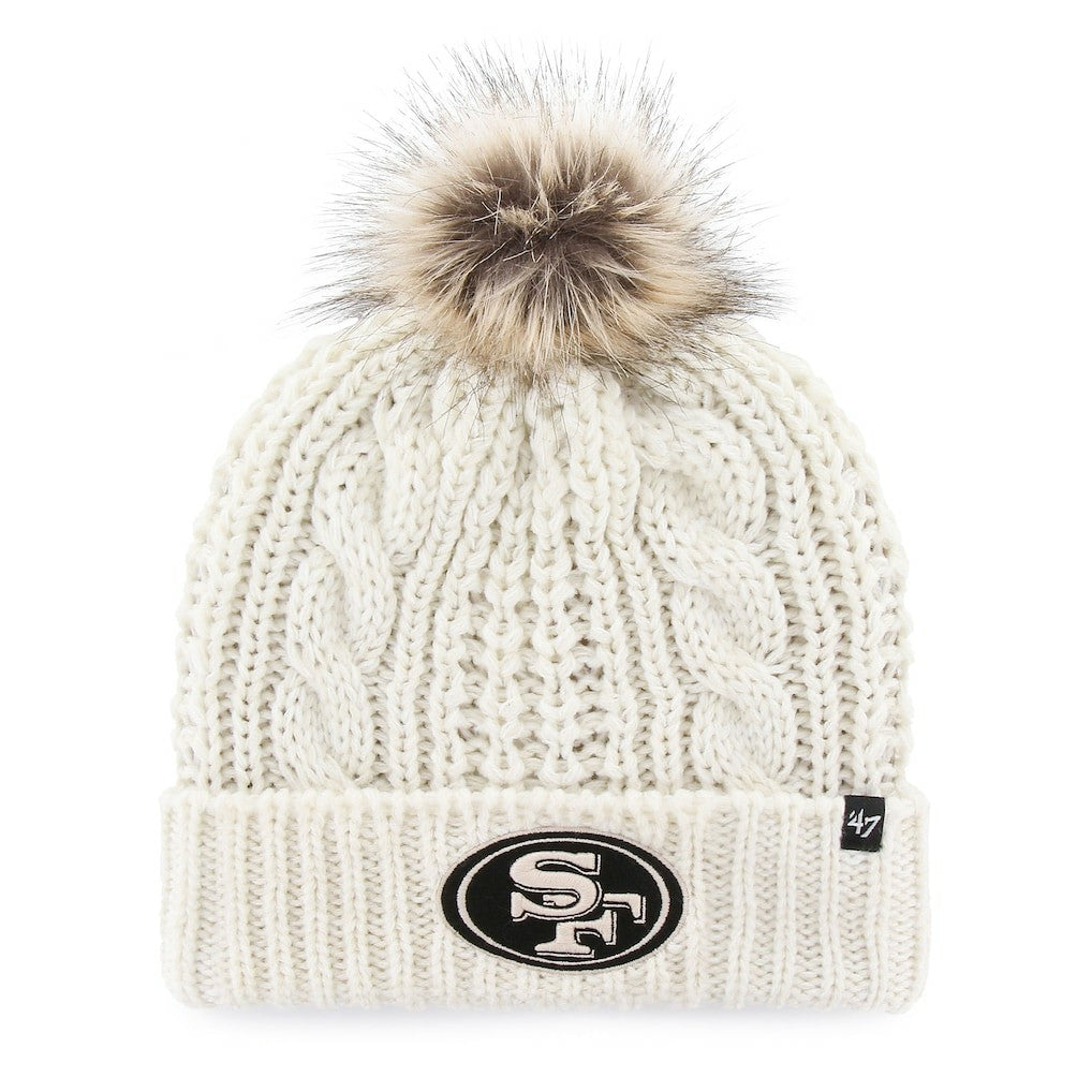 San Francisco 49ers '47 Women's Meeko Cuffed Knit Hat With Pom - White - 47 brand