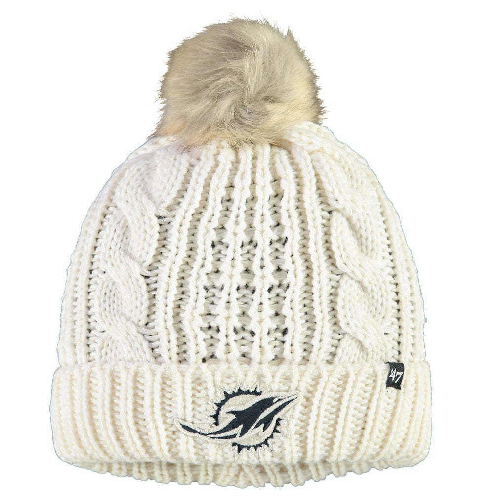 Miami Dolphins '47 Women's Meeko Cuffed Knit Hat With Pom - Cream - 47 brand