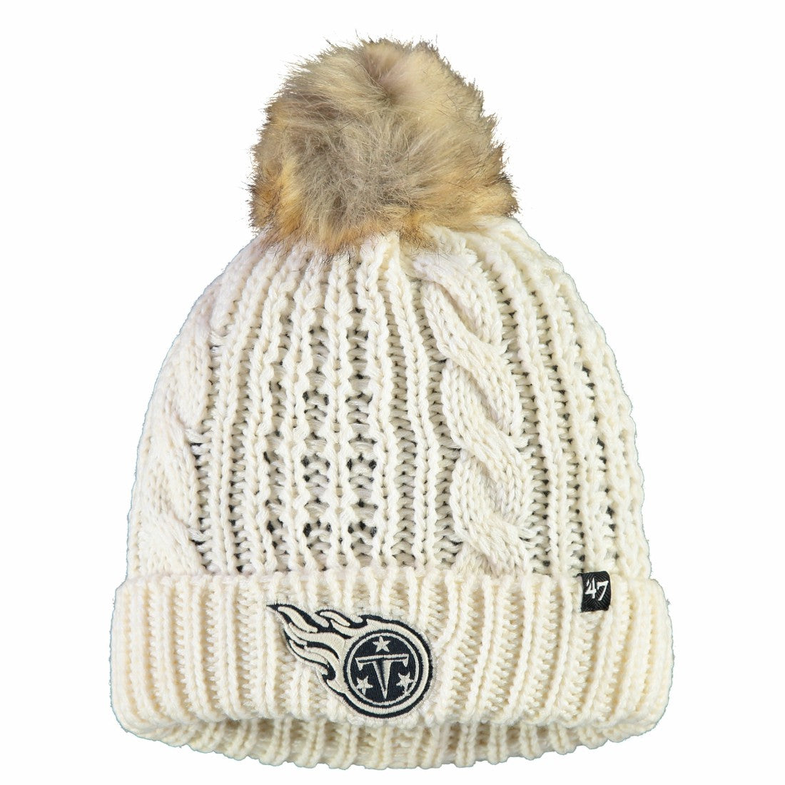 Tennessee Titans '47 Women's Meeko Cuffed Knit Hat With Pom - Cream - 47 brand