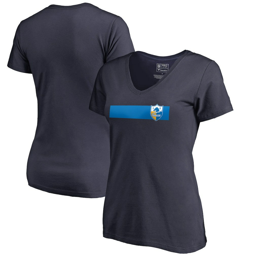 Los Angeles Chargers Women's Retro Shield Logo V-Neck T-Shirt - Navy - NFL