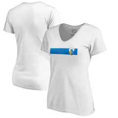 Los Angeles Chargers Women's Vintage Rugby Stripe V-Neck T-Shirt - White - NFL