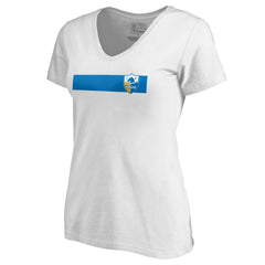 Los Angeles Chargers Women's Vintage Rugby Stripe V-Neck T-Shirt - White - NFL