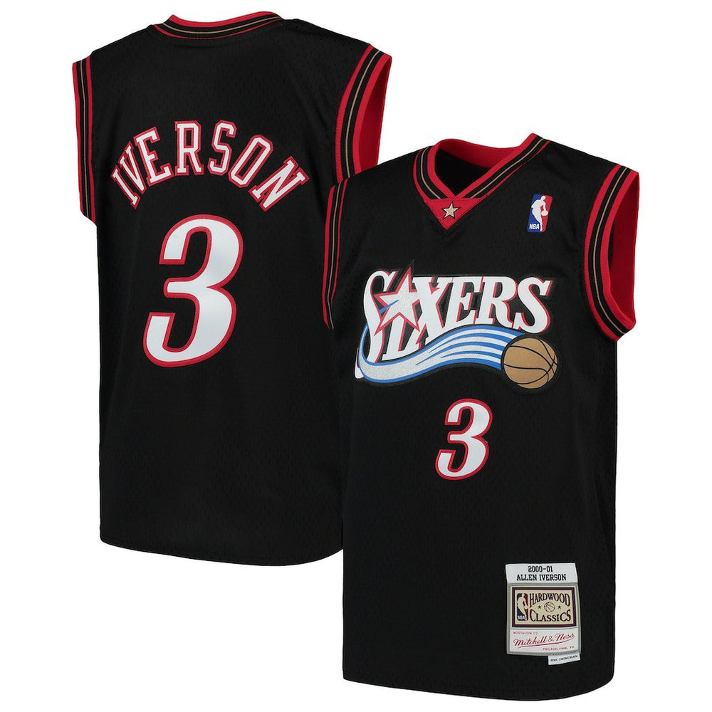 Mitchell & Ness Allen Iverson Philadelphia 76ers Youth Hardwood Classics Swingman Throwback Jersey Black