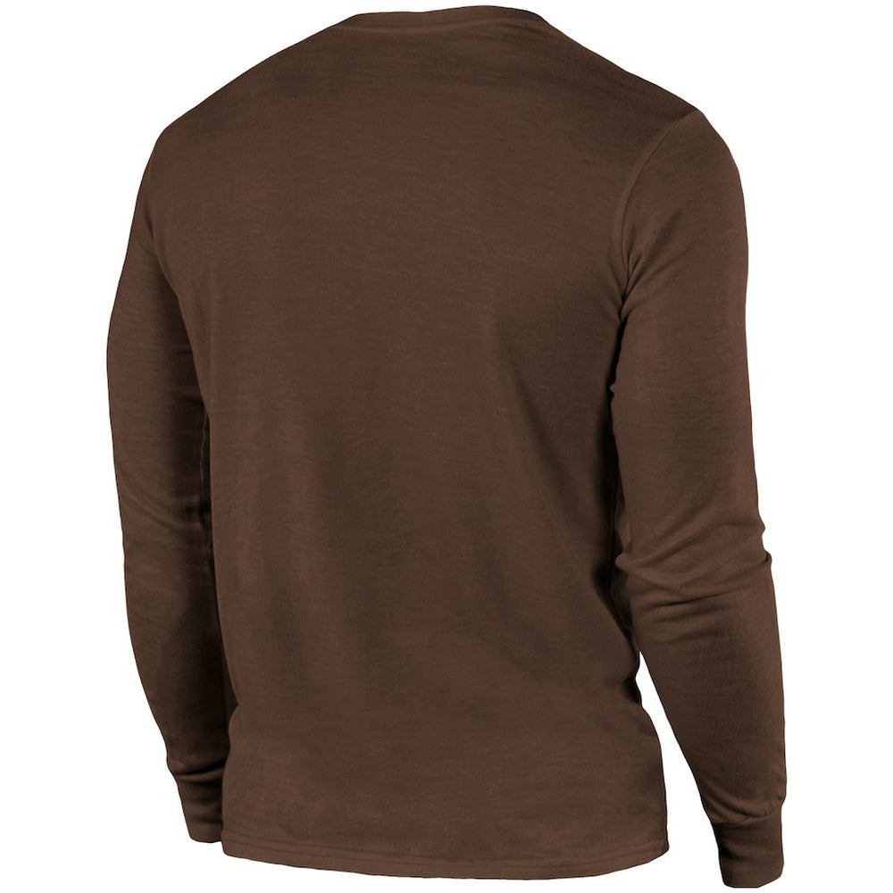 Cleveland Browns Majestic Threads Lockup Tri-Blend Long Sleeve T-Shirt - Brown - NFL