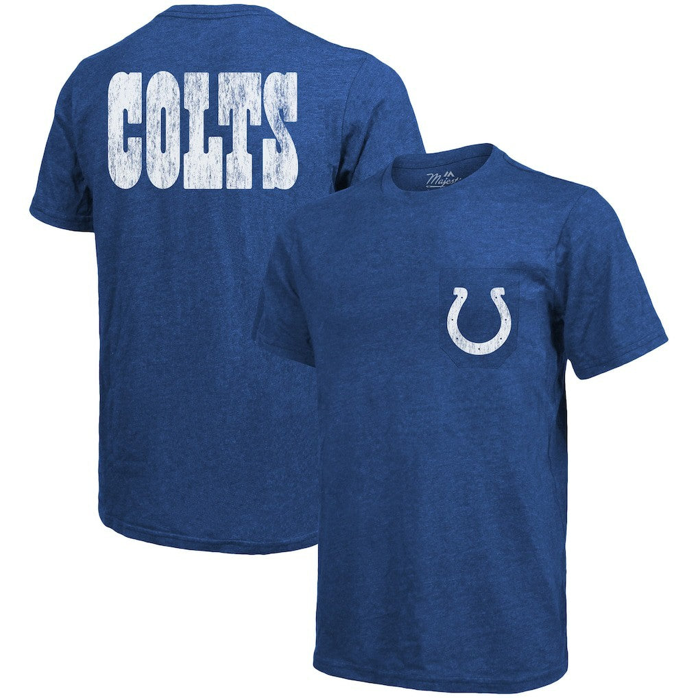 Indianapolis Colts Majestic Threads Tri-Blend Pocket T-Shirt - Heathered Royal - NFL