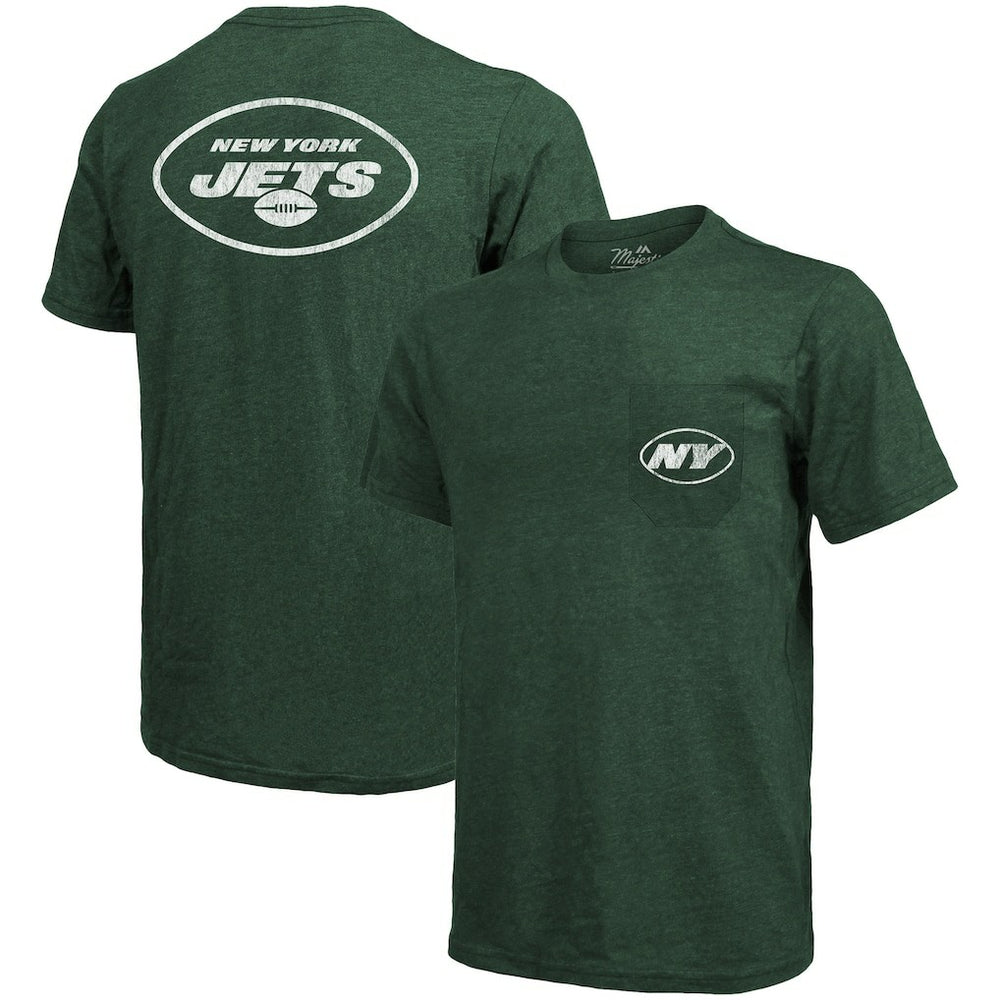 New York Jets Majestic Threads Tri-Blend Pocket T-Shirt - Heathered Green - NFL