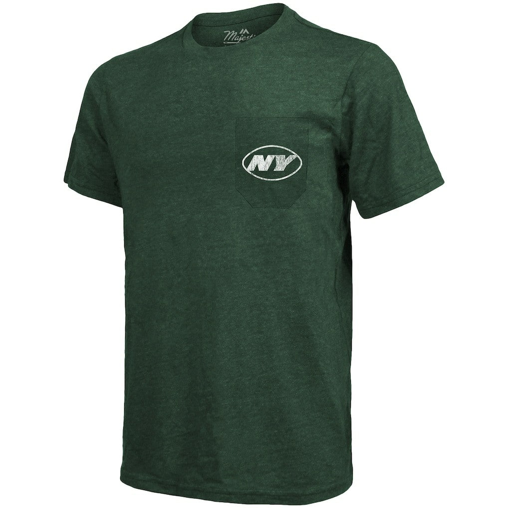 New York Jets Majestic Threads Tri-Blend Pocket T-Shirt - Heathered Green - NFL
