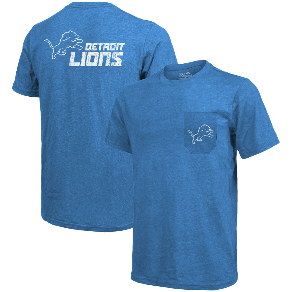 Detroit Lions Majestic Threads Tri-Blend Pocket T-Shirt - Blue - NFL