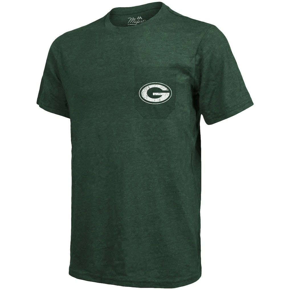 Green Bay Packers Majestic Threads Tri-Blend Pocket T-Shirt - Heathered Green - NFL