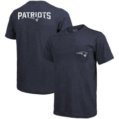 New England Patriots Majestic Threads Tri-Blend Pocket T-Shirt - Heathered Navy - NFL
