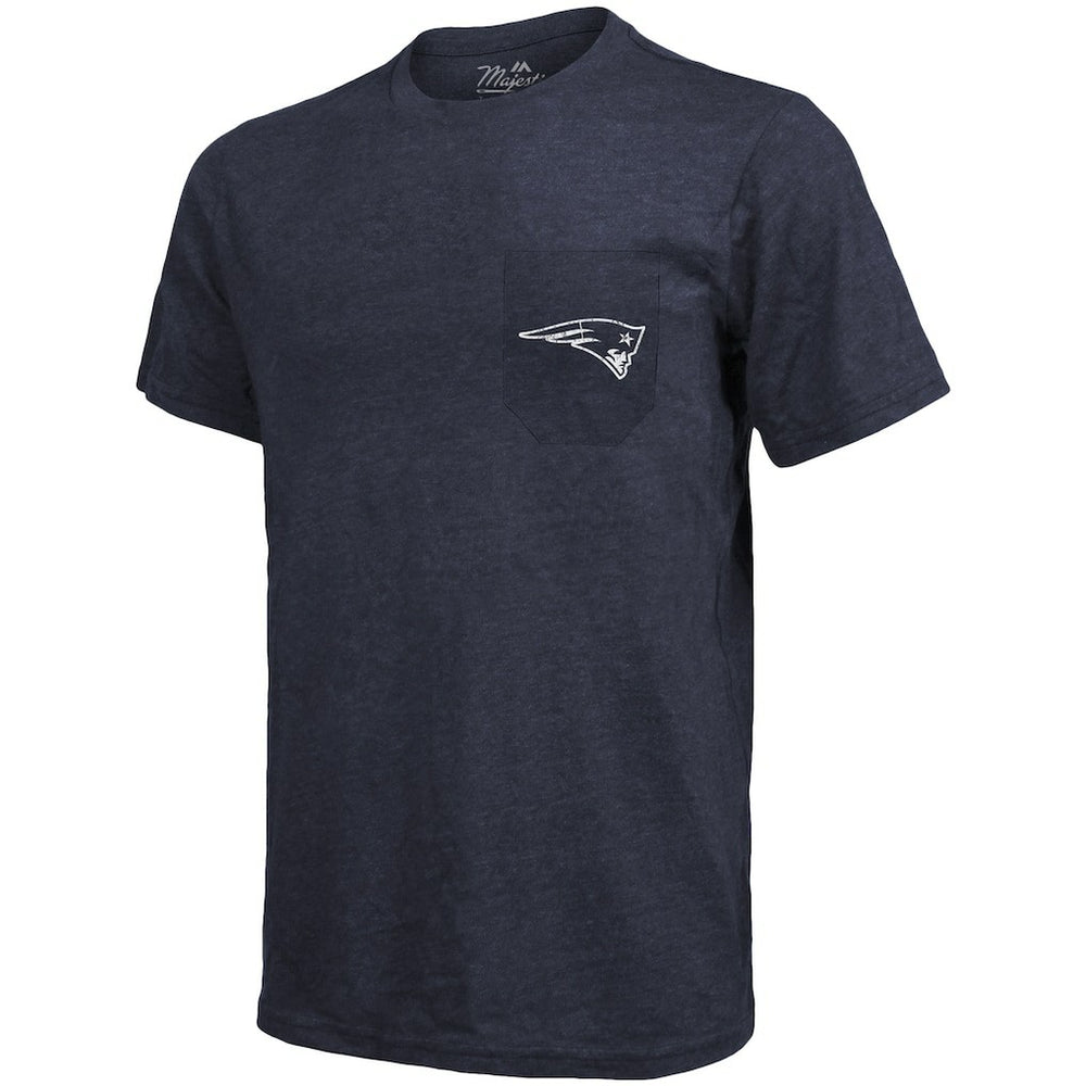 New England Patriots Majestic Threads Tri-Blend Pocket T-Shirt - Heathered Navy - NFL