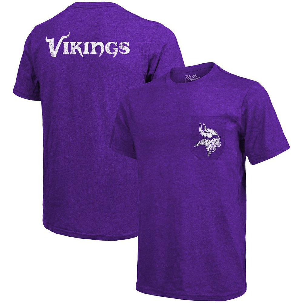 Minnesota Vikings Majestic Threads Tri-Blend Pocket T-Shirt - Heathered Purple - NFL