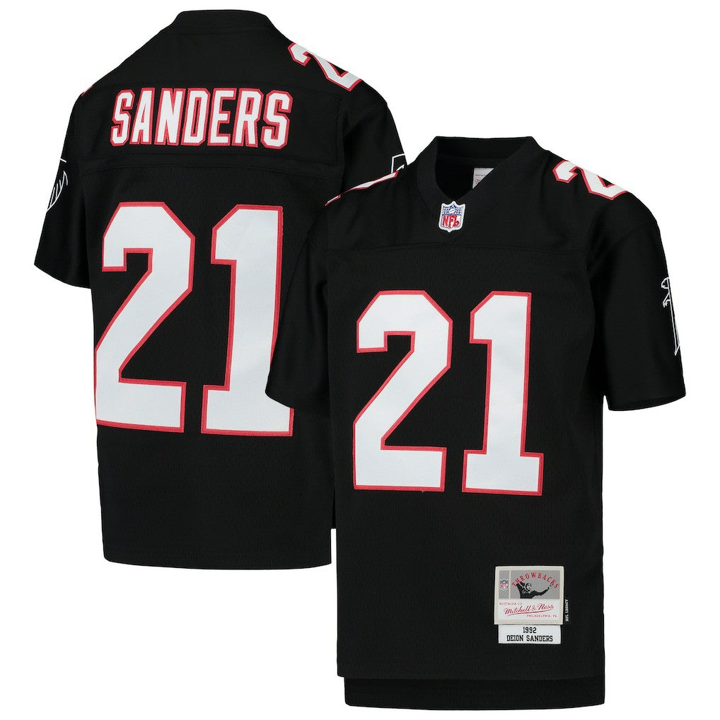 Deion Sanders Atlanta Falcons Youth 1992 Legacy Retired Player Jersey - Black - Mitchell & Ness