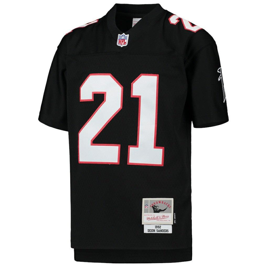 Deion Sanders Atlanta Falcons Youth 1992 Legacy Retired Player Jersey - Black - Mitchell & Ness