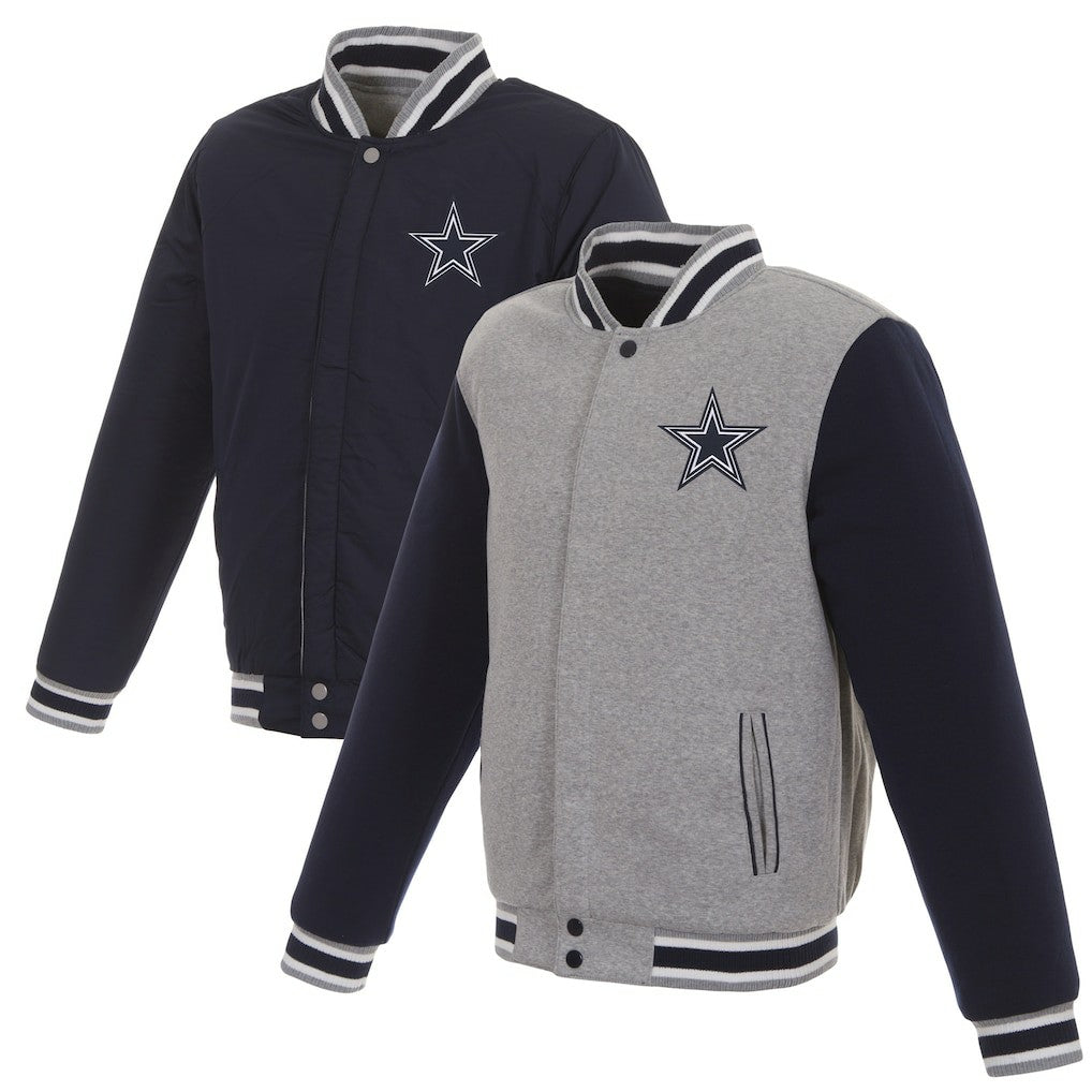 Dallas Cowboys JH Design Reversible Two Tone Fleece Jacket - Gray/Navy - NFL