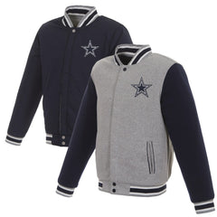 Dallas Cowboys JH Design Reversible Two Tone Fleece Jacket - Gray/Navy - NFL