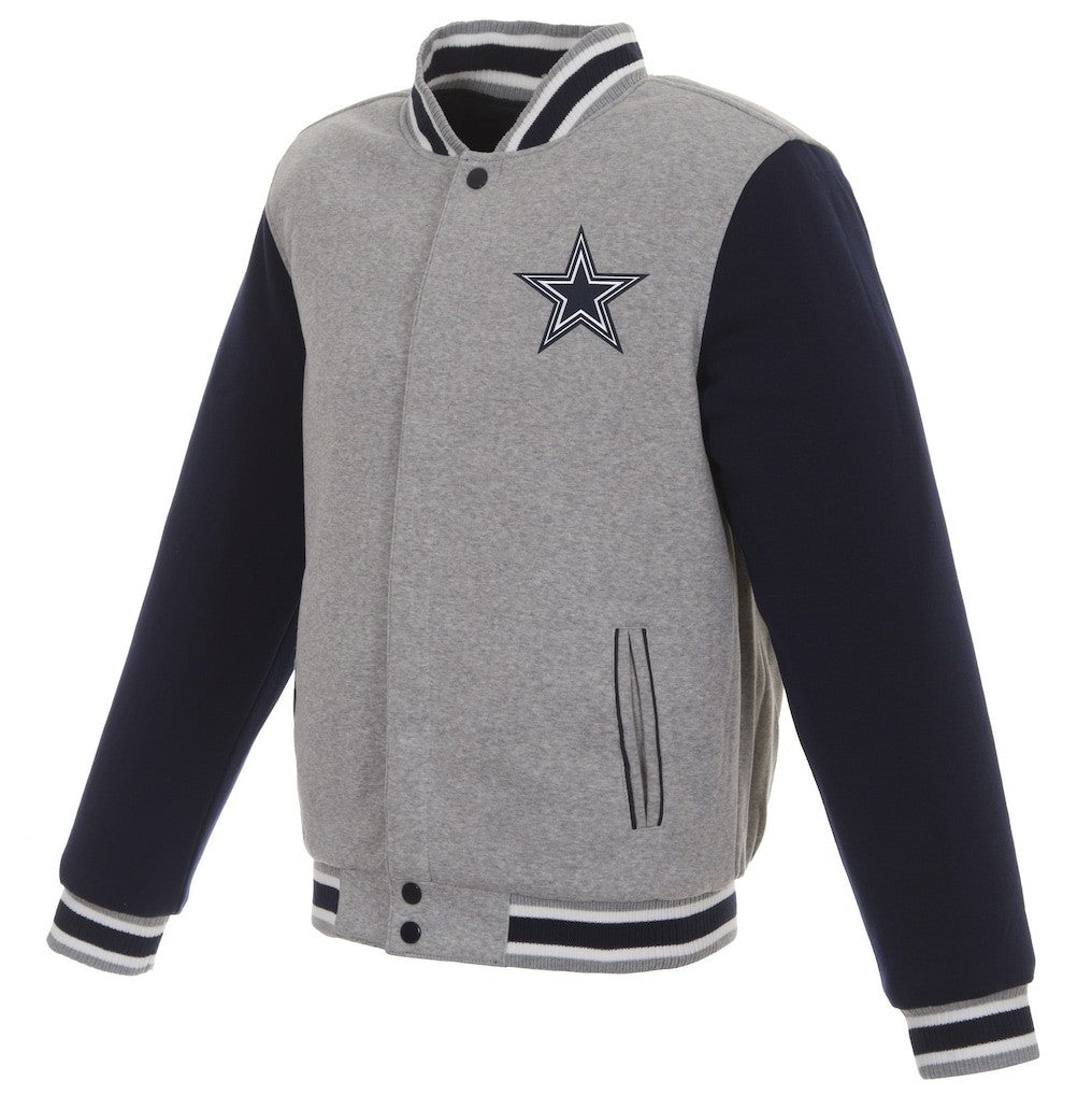 Dallas Cowboys JH Design Reversible Two Tone Fleece Jacket - Gray/Navy - NFL