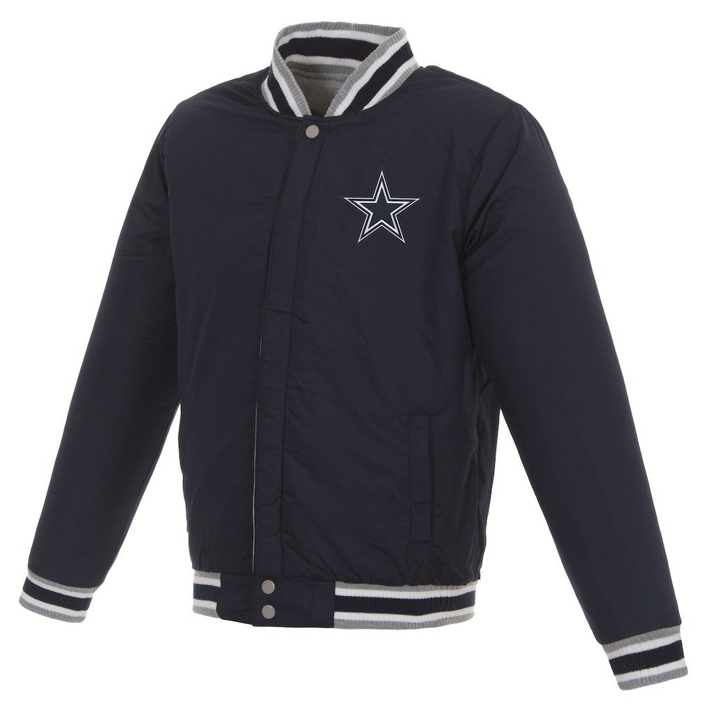 Dallas Cowboys JH Design Reversible Two Tone Fleece Jacket - Gray/Navy - NFL