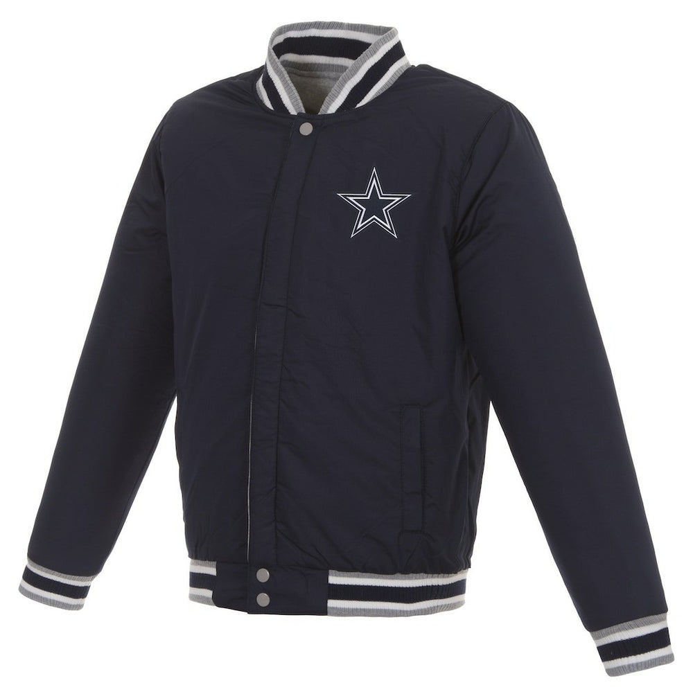 Dallas Cowboys JH Design Reversible Two Tone Fleece Jacket - Gray/Navy - NFL