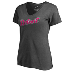 Detroit Tigers Women's Pink Wordmark V-Neck T-Shirt Near Me