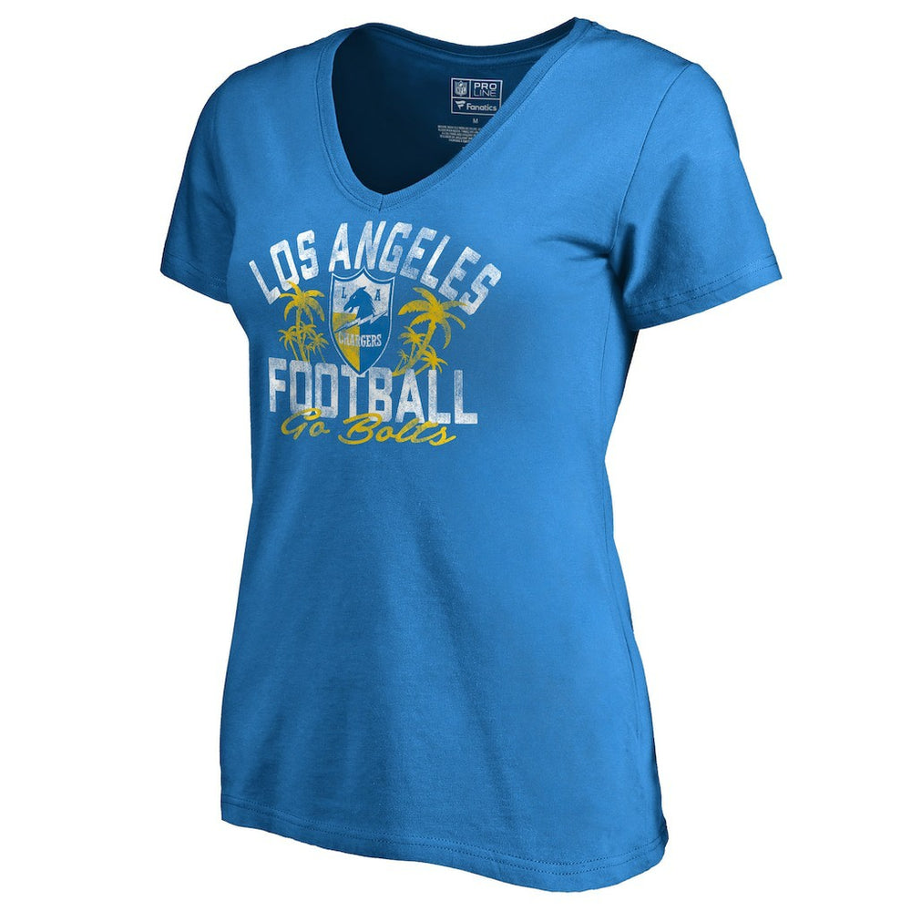 Los Angeles Chargers Women's Hometown Collection LA Football V-Neck T-Shirt - Powder Blue - NFL