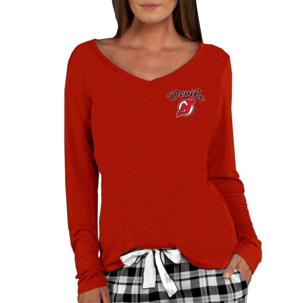 New Jersey Devils Concepts Sport Women's Marathon Knit Long Sleeve V-Neck Top - Red | NHL discount