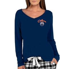 Edmonton Oilers Concepts Sport Women's Marathon Knit Long Sleeve V-Neck Top - Navy | NHL sale