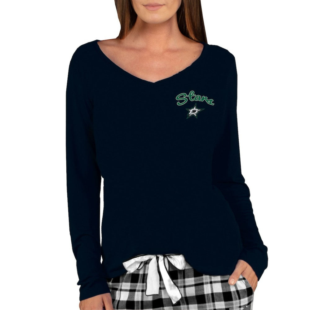 Dallas Stars Concepts Sport Women's Marathon Knit Long Sleeve V-Neck Top - Black | NHL Lifestyle