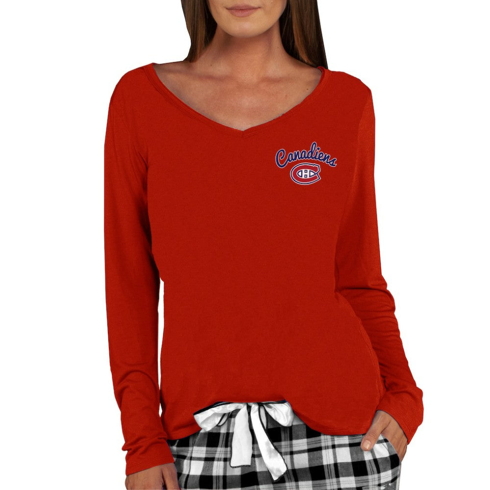 Montreal Canadiens Concepts Sport Women's Marathon Knit Long Sleeve V-Neck Top - Red | NHL Clearance