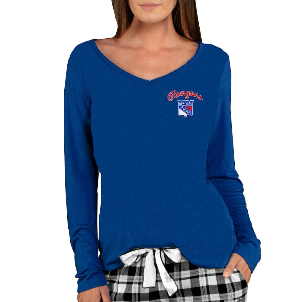 New York Rangers Concepts Sport Women's Marathon Knit Long Sleeve V-Neck Top - Royal | NHL online