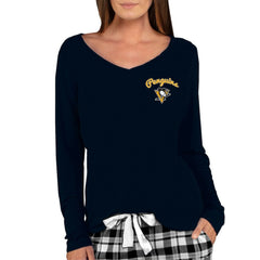 Pittsburgh Penguins Concepts Sport Women's Marathon Knit Long Sleeve V-Neck Top - Black | NHL near me
